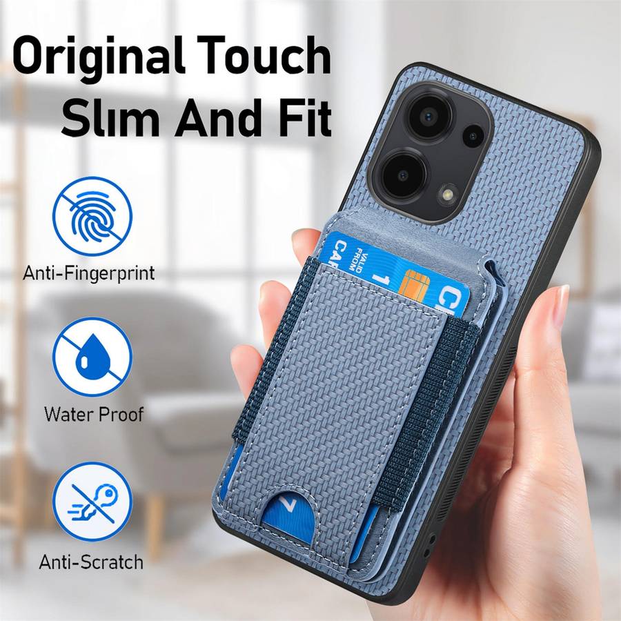 For Xiaomi Redmi Note 12 4G Carbon Fiber Vertical Flip Wallet Stand Phone Case(Blue)