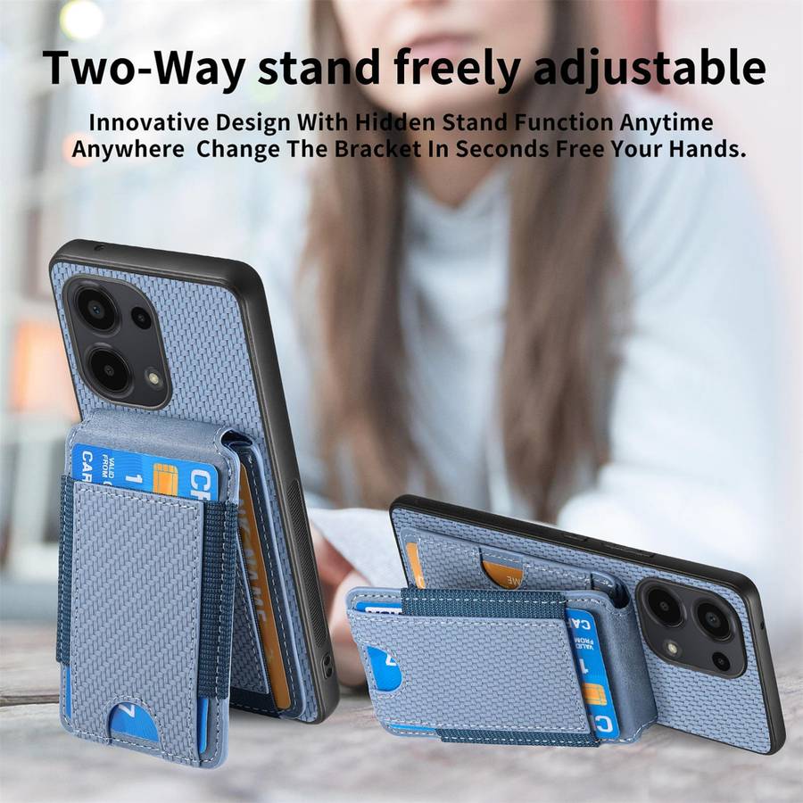 For Xiaomi Redmi Note 12 4G Carbon Fiber Vertical Flip Wallet Stand Phone Case(Blue)