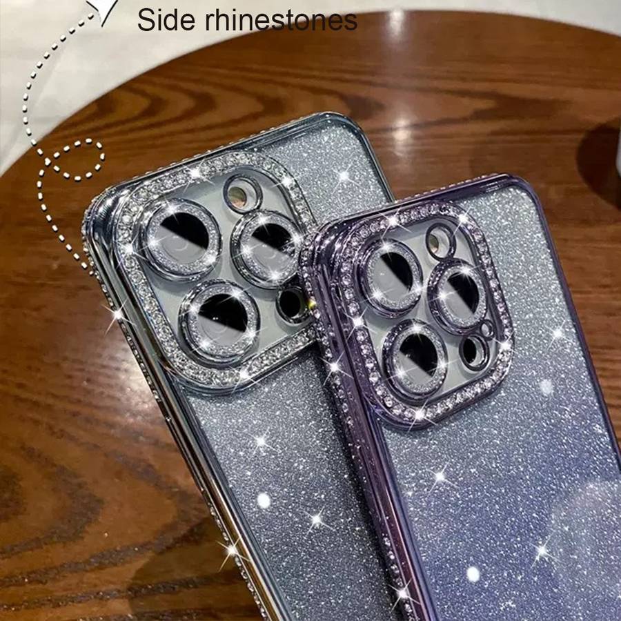 For iPhone 15 Pro Max Diamond Gradient Glitter TPU Phone Case(Gradient Black)