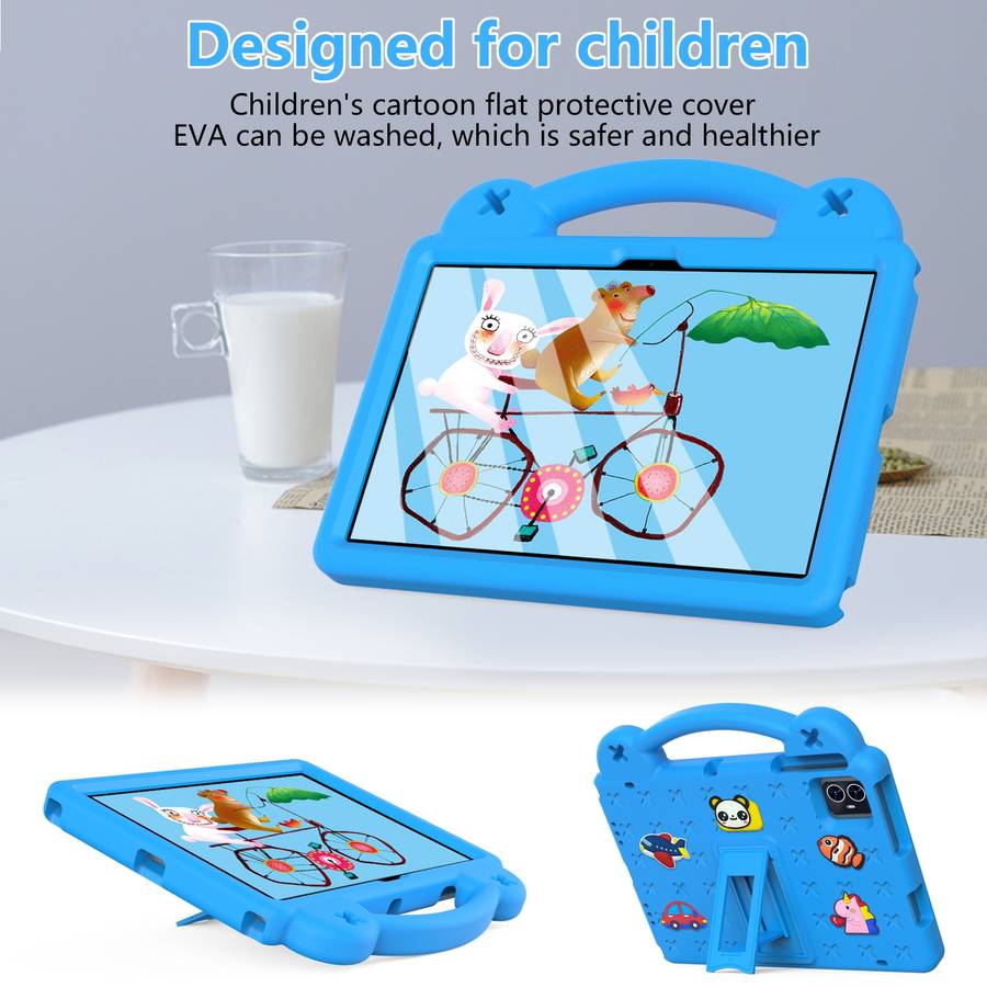 For Walmart ONN 10.1 Gen4 2024 Handle Kickstand Children EVA Shockproof Tablet Case(Sky Blue)