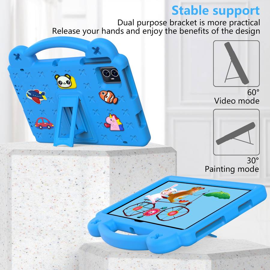 For Walmart ONN 10.1 Gen4 2024 Handle Kickstand Children EVA Shockproof Tablet Case(Sky Blue)