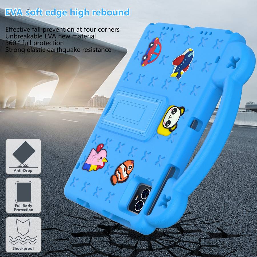 For Walmart ONN 10.1 Gen4 2024 Handle Kickstand Children EVA Shockproof Tablet Case(Sky Blue)