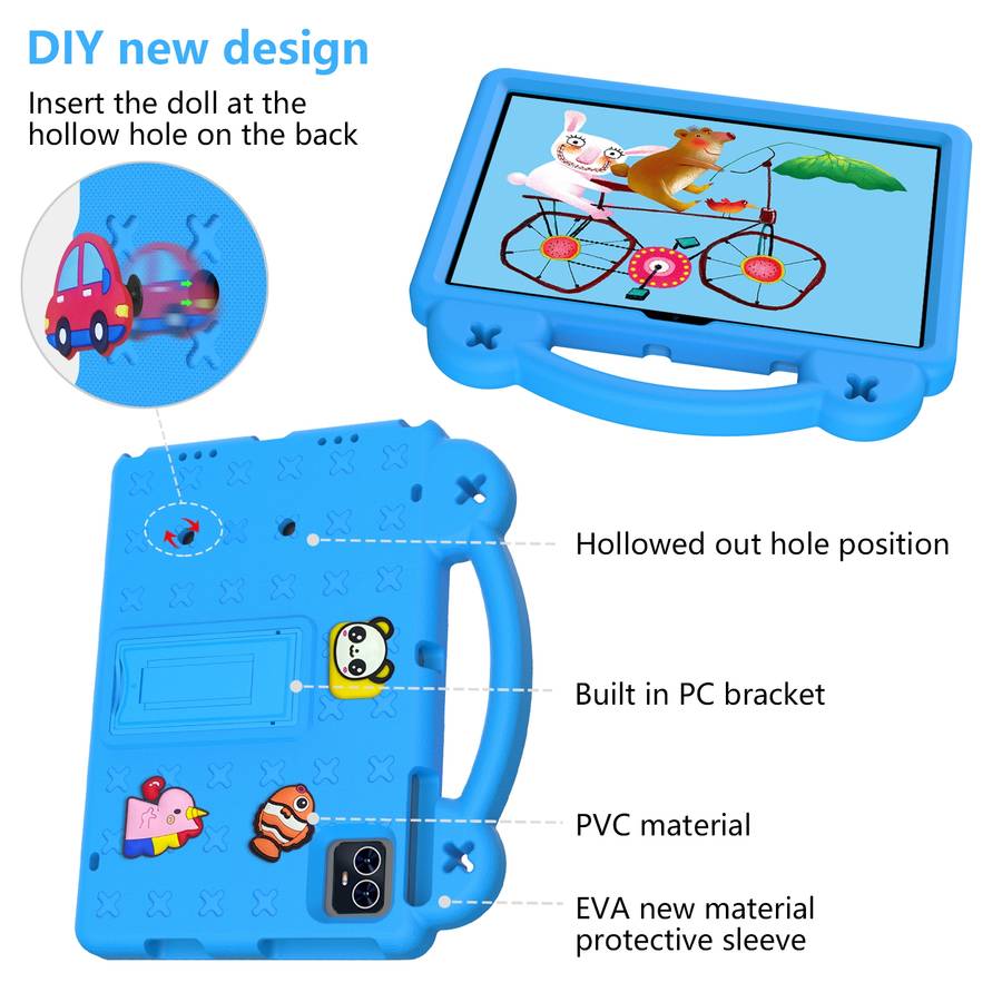 For Walmart ONN 10.1 Gen4 2024 Handle Kickstand Children EVA Shockproof Tablet Case(Sky Blue)