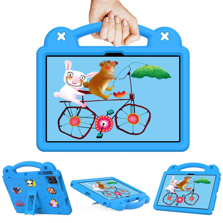 For Walmart ONN 10.1 Gen4 2024 Handle Kickstand Children EVA Shockproof Tablet Case(Sky Blue)