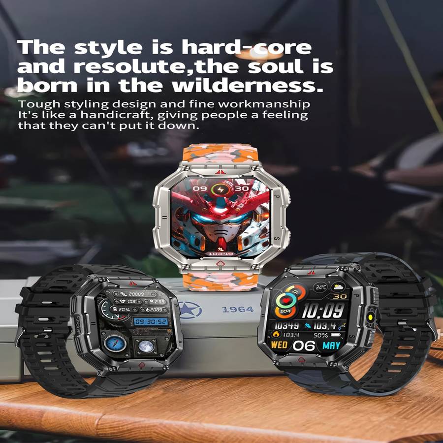 KR82 2.1 inch Color Screen Smart Watch, Support Bluetooth Call / Health Monitoring(Camouflage B