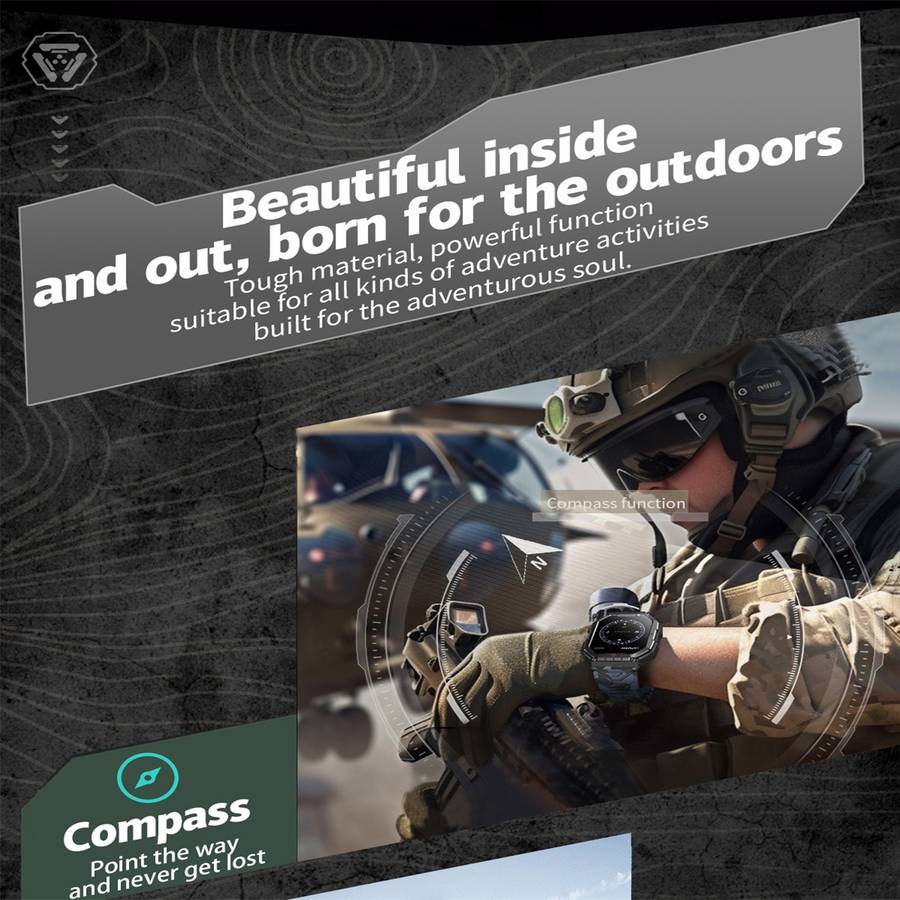 KR82 2.1 inch Color Screen Smart Watch, Support Bluetooth Call / Health Monitoring(Camouflage B