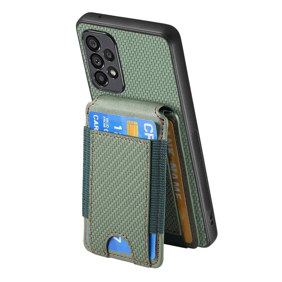 For Samsung Galaxy A52 Carbon Fiber Vertical Flip Wallet Stand Phone Case(Green)