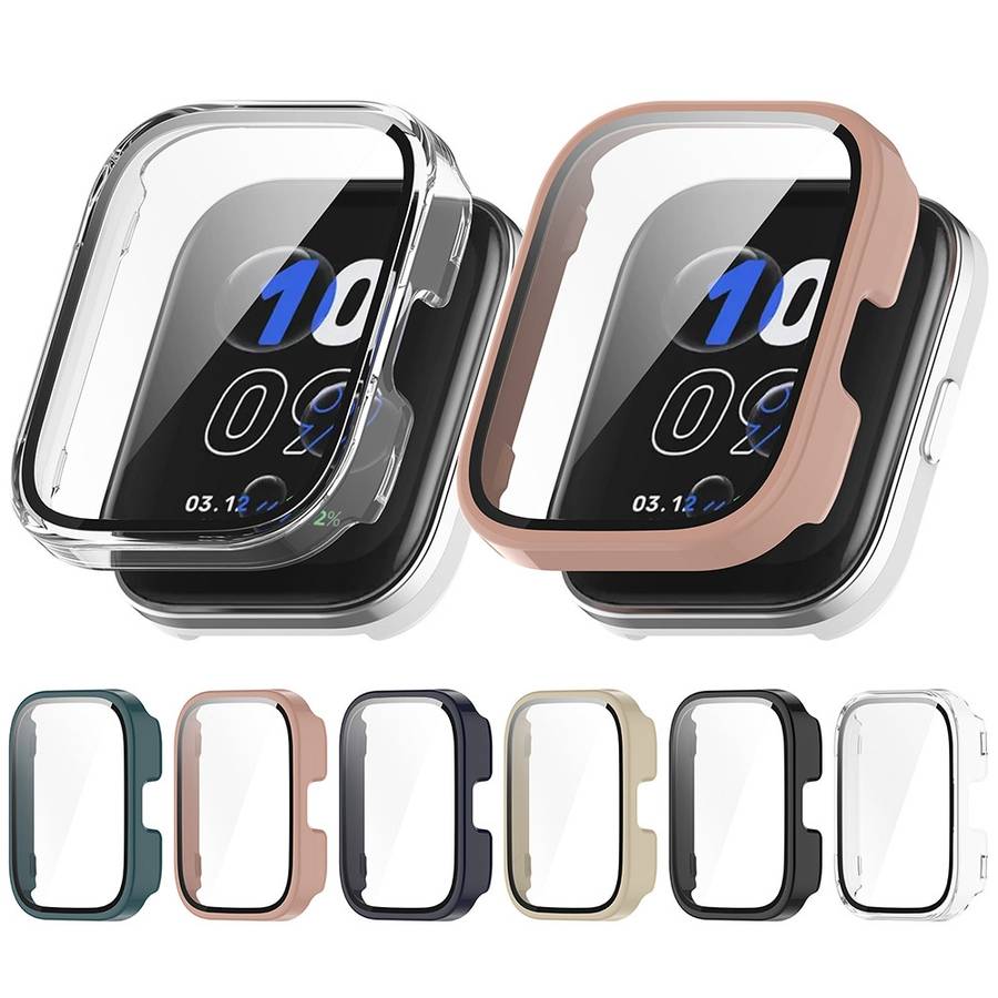For Amazfit bip5 Unity PC + Tempered Glass Film Integrated Watch Protectiv ... (Transparent White)