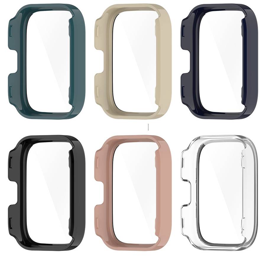 For Amazfit bip5 Unity PC + Tempered Glass Film Integrated Watch Protectiv ... (Transparent White)
