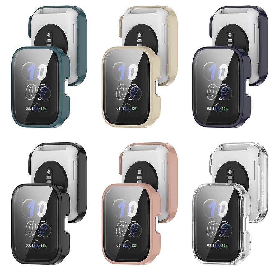 For Amazfit bip5 Unity PC + Tempered Glass Film Integrated Watch Protectiv ... (Transparent White)