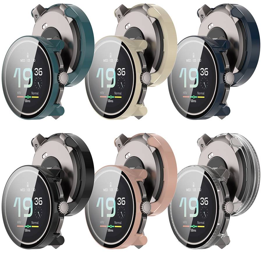 For Suunto Race PC + Tempered Glass Film Integrated Watch Protective Case(Black)