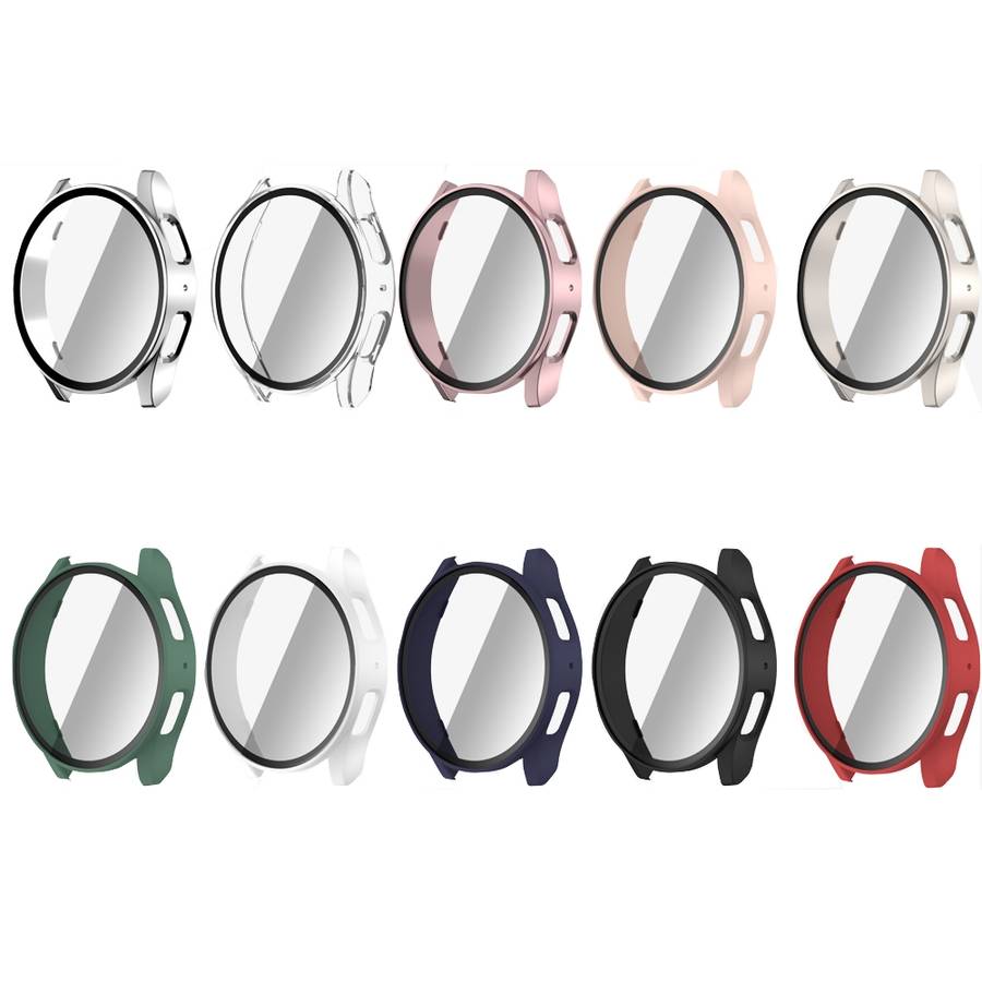 For Samsun Galaxy Watch 7 44mm PC + Tempered Film Integrated Watch Protective Case(White)