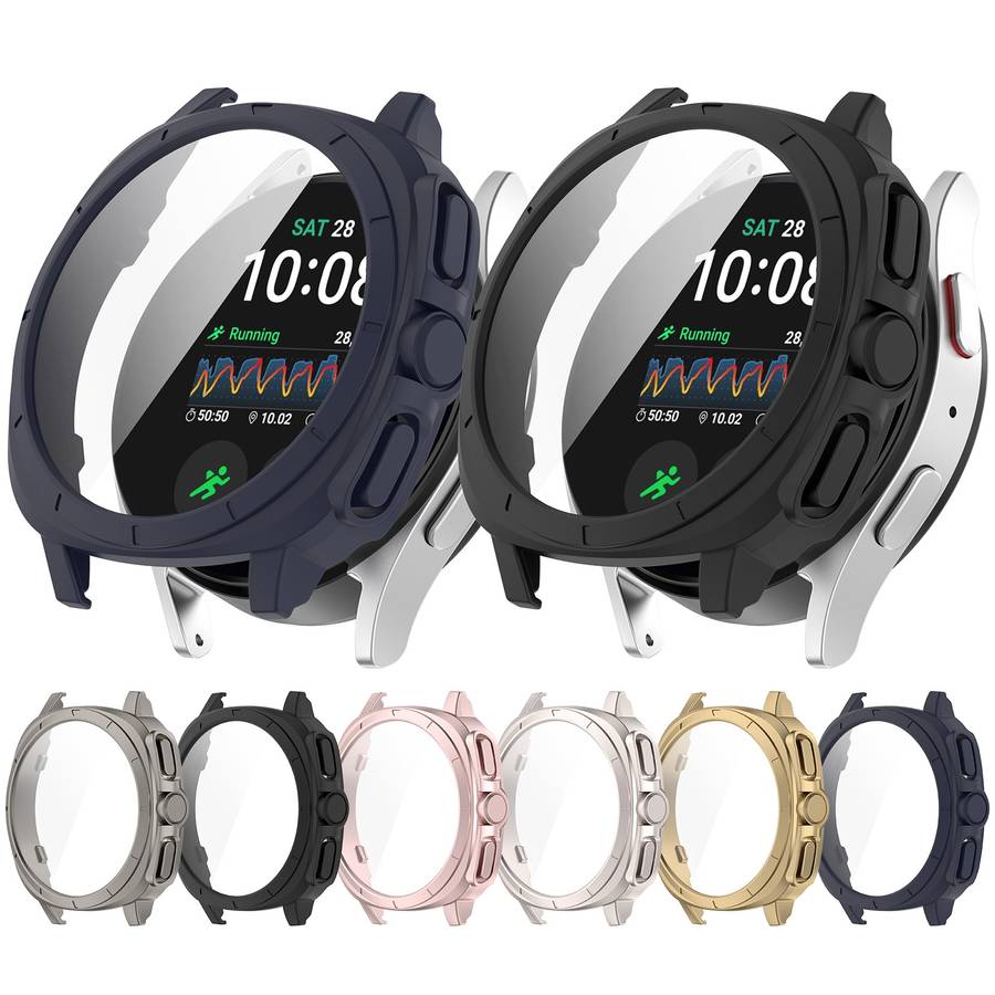 For Sansung Galaxy Watch 7 40mm PC + Tempered Film Integrated Watch Protective Case(Pink)