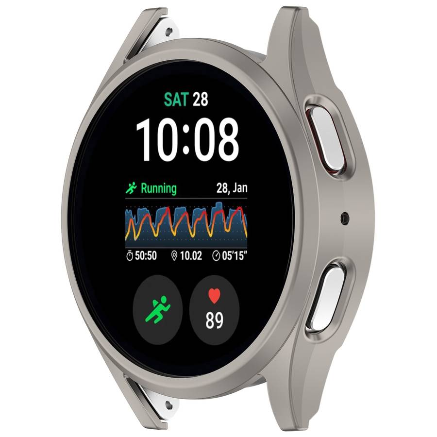 For Sansung Galaxy Watch 7 44mm Half Pack Hollow PC Watch Protective Case(Titanium Steel Color)