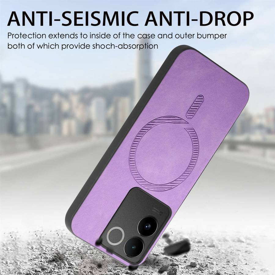 For vivo iQOO 12 5G Retro Magsafe Magnetic PU Back Cover Phone Case(Pink)