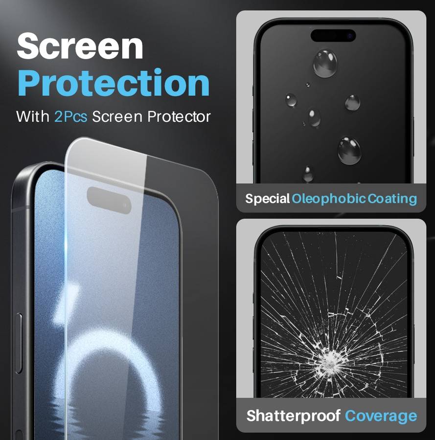 For iPhone 16 Pro Max NORTHJO 5 in 1 Clear Phone Case with 2pcs Screen Film + 2pcs Camera Lens