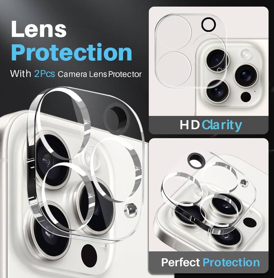 For iPhone 16 Pro Max NORTHJO 5 in 1 Clear Phone Case with 2pcs Screen Film + 2pcs Camera Lens