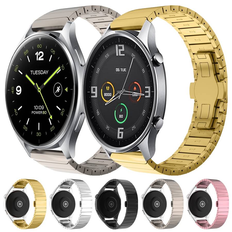 For Xiaomi Watch Color 22mm One Bead Paint Butterfly Buckle Alloy Watch Band(Titanium Color)