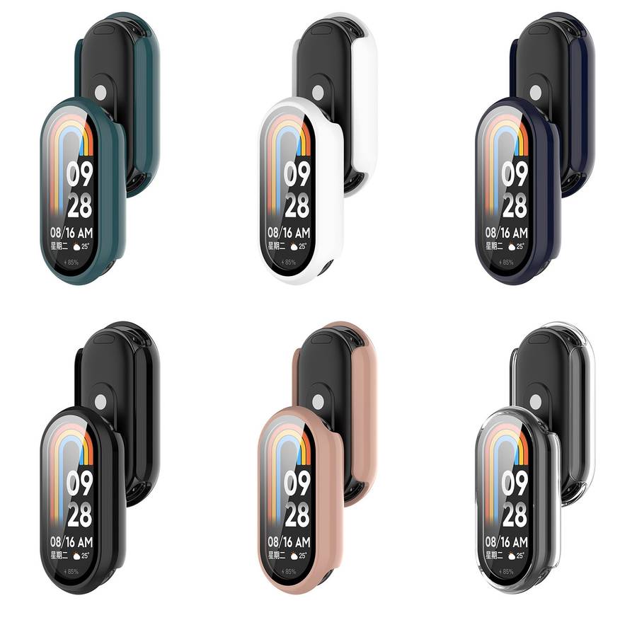 For Xiaomi Smart Band 9 NFC PC + Tempered Film Integrated Smooth Surface Watch P ... (Sakura Pink)