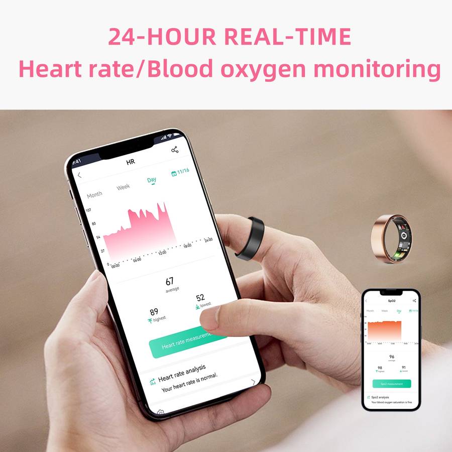 R11M SIZE 7 Smart Ring, Support Heart Rate / Blood Oxygen / Sleep / Multiple Sports Modes(Black