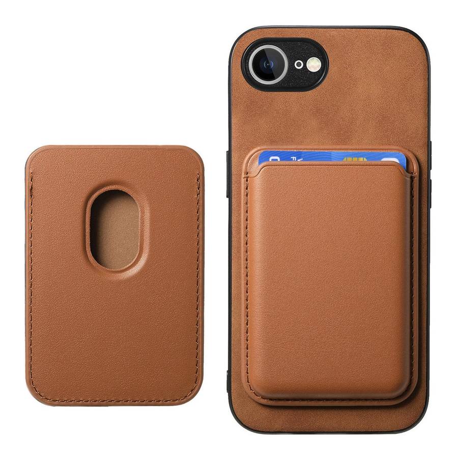 For iPhone 17e / 16e Retro Magsafe Card Bag PU Back Cover Phone Case(Brown)