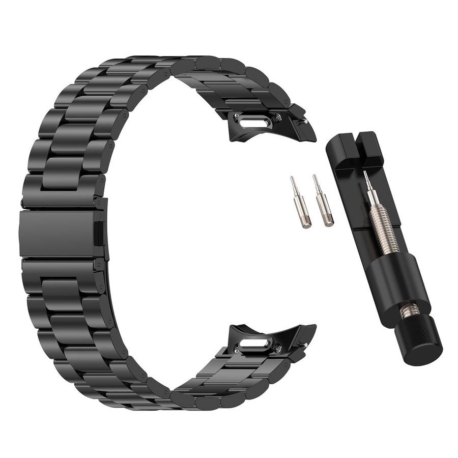 For Samsung Galaxy Watch 7 40 / 44mm Three Beads Button Quick Release Metal Watch Band(Black)