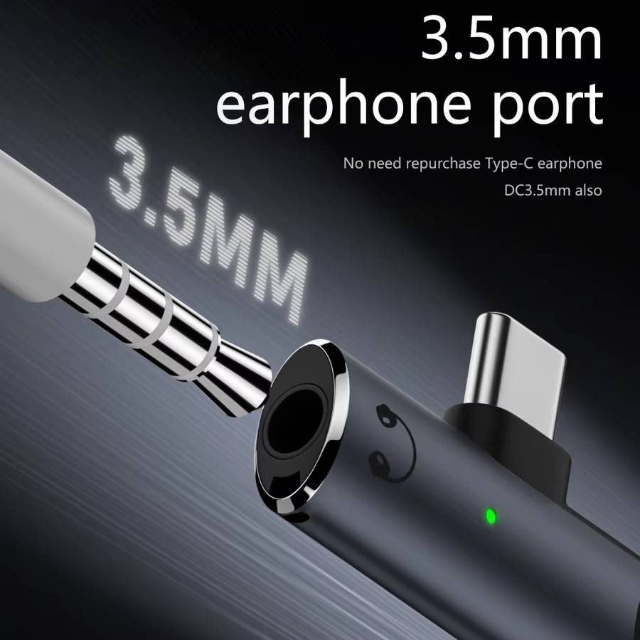 DAC Decoding Type-C to 3.5mm Headphone Plug+PD 100W Charger Conversion Adapter (White)