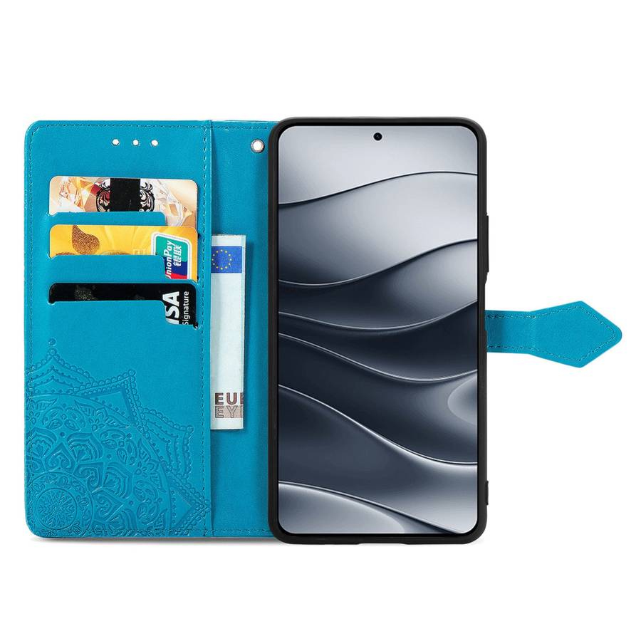 For Xiaomi Redmi Note 14 5G Mandala Flower Embossed Leather Phone Case(Blue)