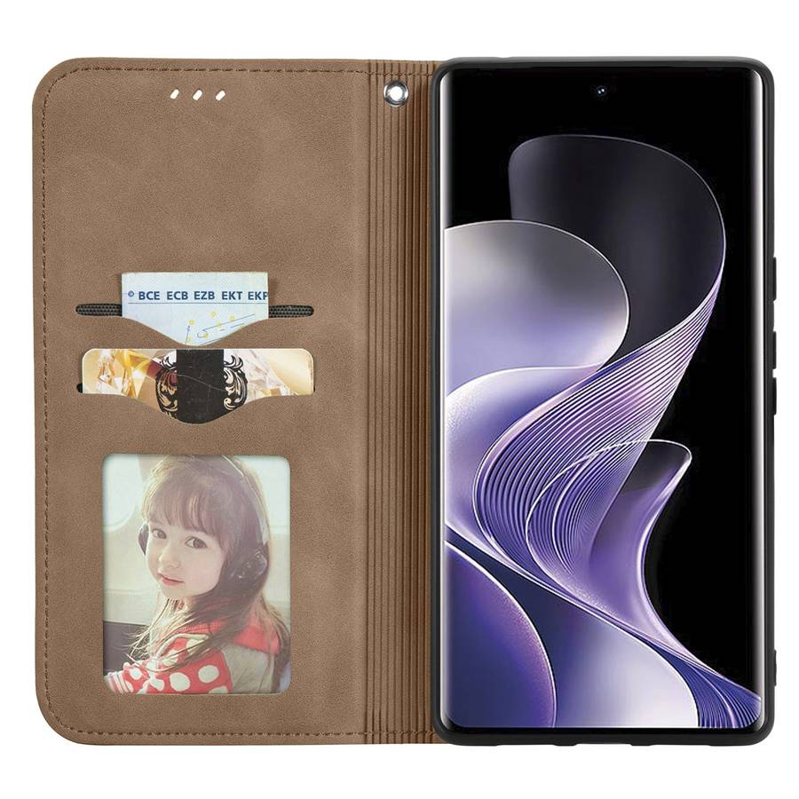 For Xiaomi Redmi Note 14 Pro+ 5G Retro Skin Feel Magnetic Flip Leather Phone Case(Brown)