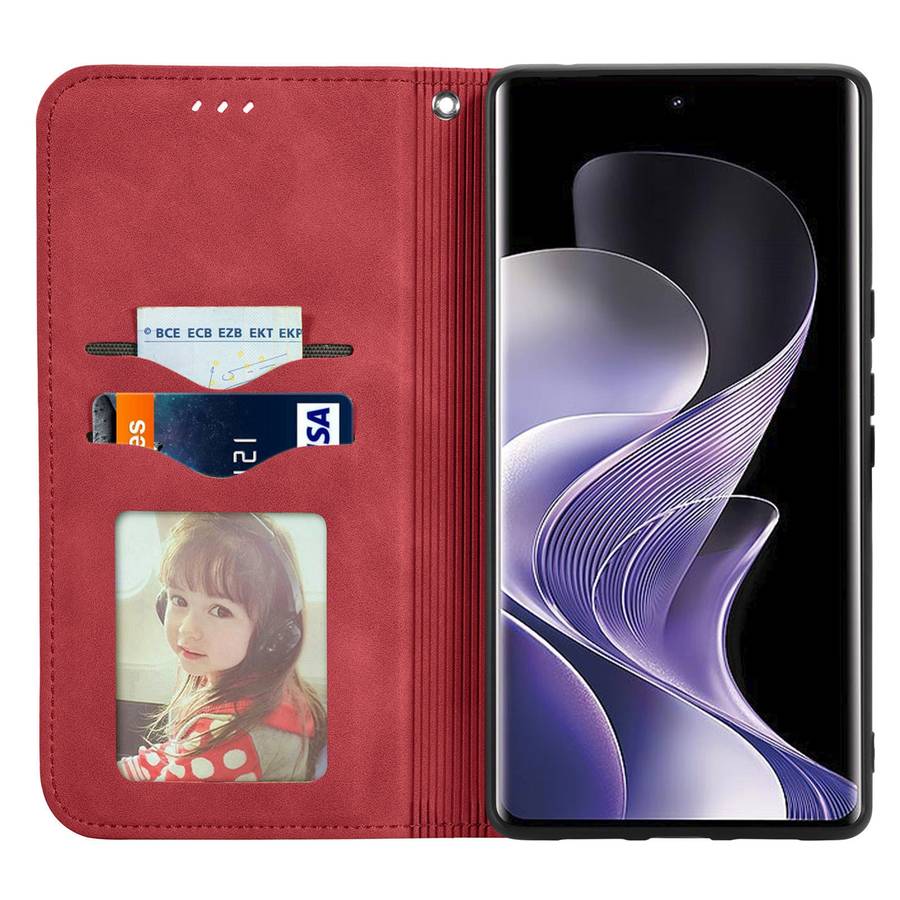 For Xiaomi Redmi Note 14 Pro+ 5G Retro Skin Feel Magnetic Flip Leather Phone Case(Red)