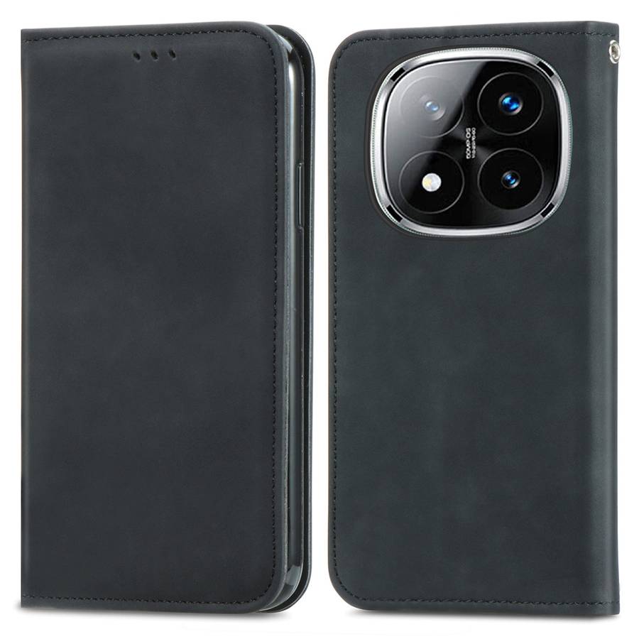 For Xiaomi Redmi Note 14 Pro+ 5G Retro Skin Feel Magnetic Flip Leather Phone Case(Black)