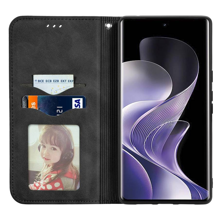 For Xiaomi Redmi Note 14 Pro+ 5G Retro Skin Feel Magnetic Flip Leather Phone Case(Black)