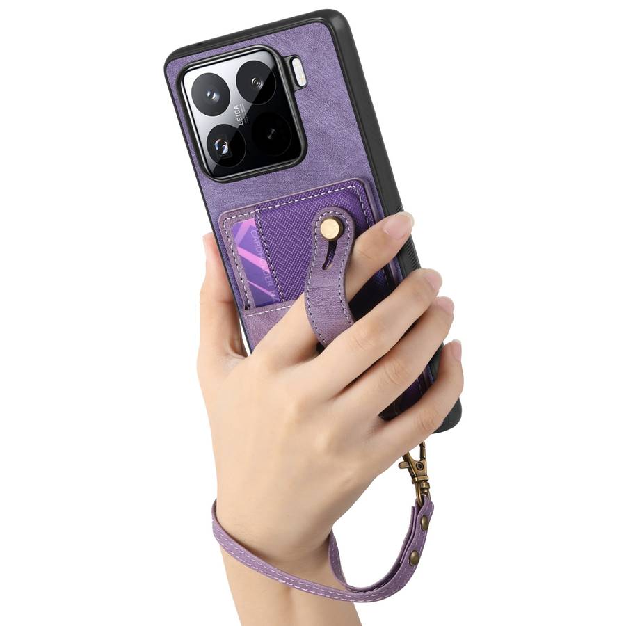 For Xiaomi 15 Pro Retro Cross Wristband Wallet Leather Back Phone Case(Purple)