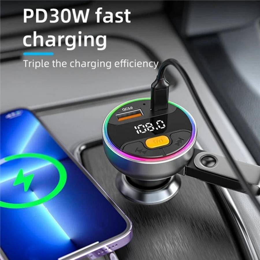 C9S QC3.0 PD 30W Charger FM Transmitter Multifunctional Bluetooth Car MP3 Player