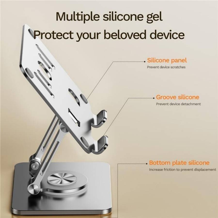 J58 Dual Rod Support Alloy Steel Foldable Rotating Tablet Holder(Black)