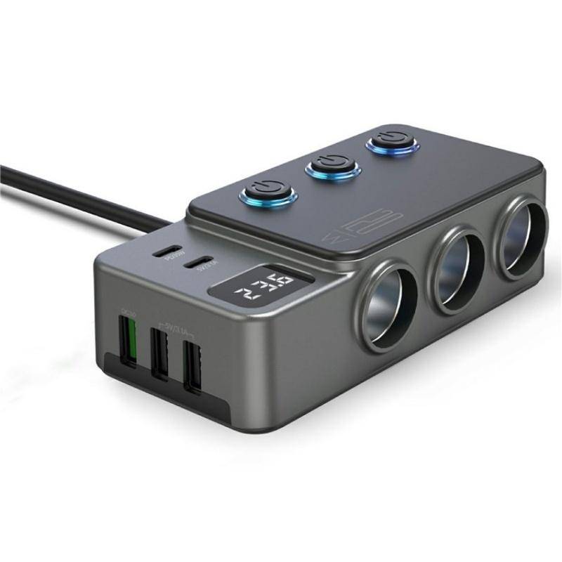 GC06 Voltage Display Cigarette Lighter Adapter Car Charger High Power Fast Charging