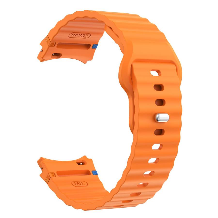 For Samsung Galaxy Watch 7 40mm / 44mm Wavy Grain Stitched Reverse Buckle 20mm Silico ... (Orange)