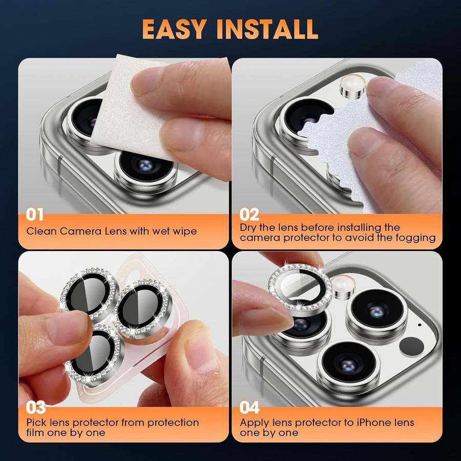 For Xiaomi Poco M6 Pro Kalebol Individual Camera Lens Diamond Ring Protector(Silver)
