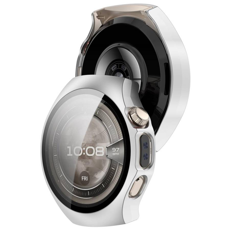 For Huawei Watch 5 42mm Tempered Film Integrated PC Watch Protective Case(Frosted Silver)