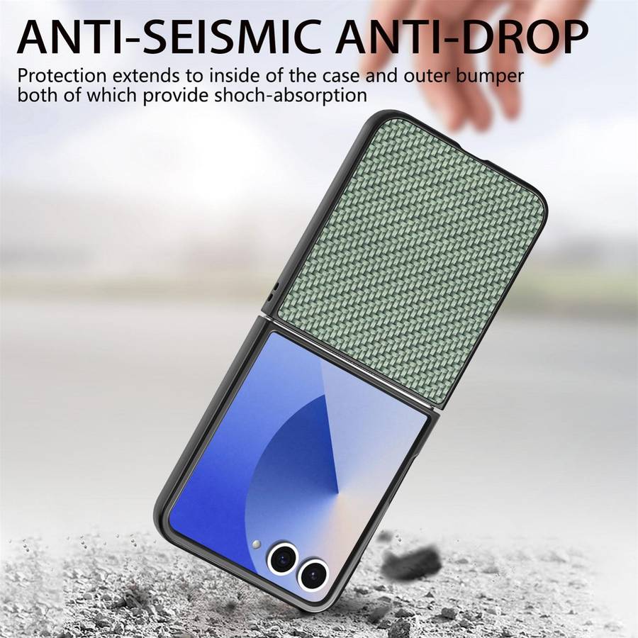 For Samsung Galaxy Z Flip 7 5G Carbon Fiber Texture Leather Back Phone Case(Green)