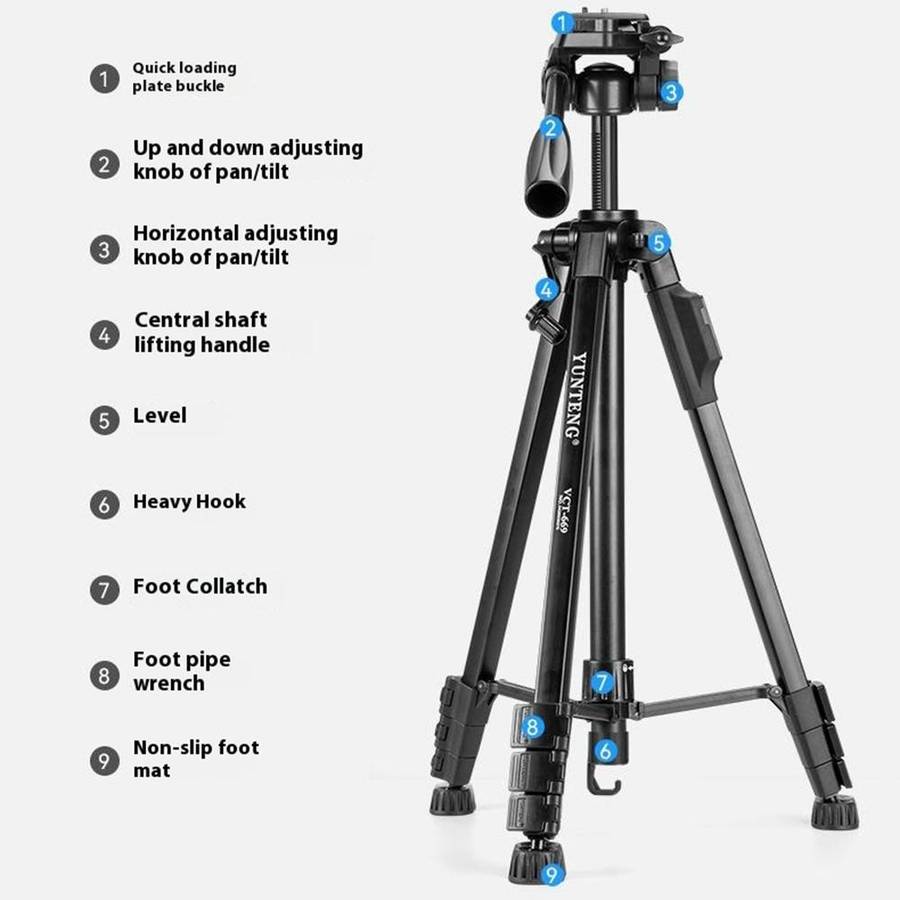 YUNTENG VCT-669 For Live Streaming Video Recording Camera Tripod Smartphone Selfie Mount