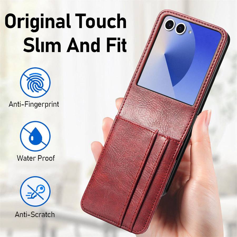 For Samsung Galaxy Z Flip7 5G Vertical Flip Card Slot Leather Phone Case(Red)