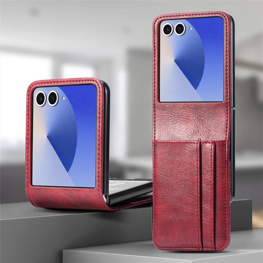 For Samsung Galaxy Z Flip7 5G Vertical Flip Card Slot Leather Phone Case(Red)