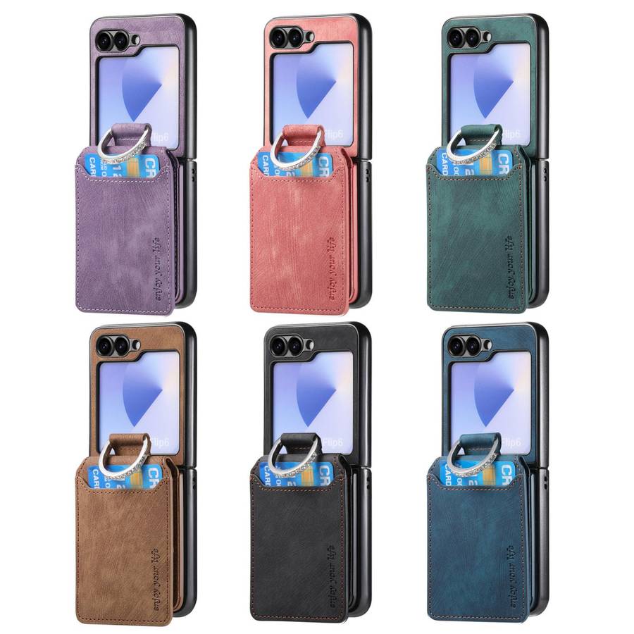 For Samsung Galaxy Z Flip7 5G Retro Leather Ring Vertical Flip Wallet Phone Case(Black)