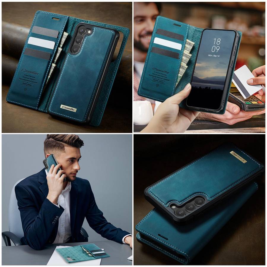 For Samsung Galaxy S23 5G CaseMe C49 Magnetic RFID Blocking Detachable Wallet Leather ... (Green)
