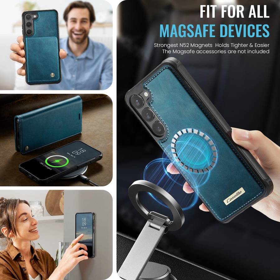 For Samsung Galaxy S23 5G CaseMe C49 Magnetic RFID Blocking Detachable Wallet Leather ... (Green)