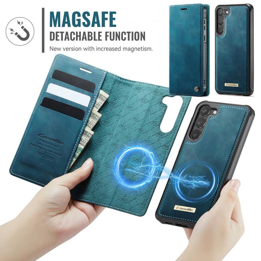 For Samsung Galaxy S23 5G CaseMe C49 Magnetic RFID Blocking Detachable Wallet Leather ... (Green)