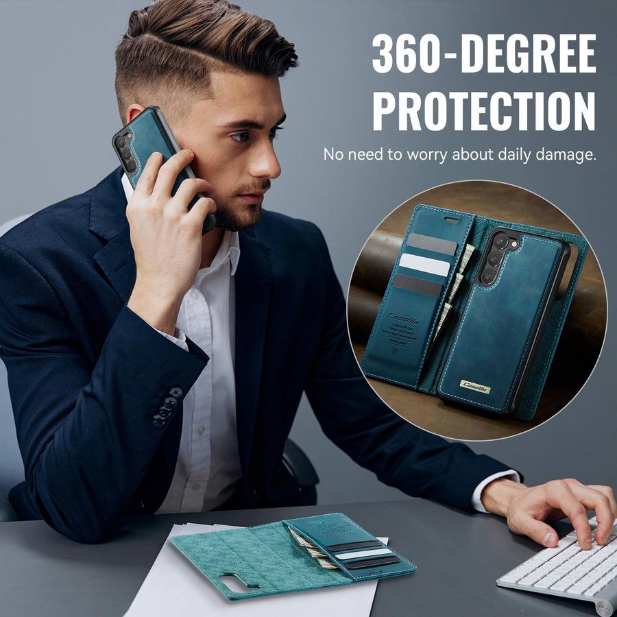 For Samsung Galaxy S23 5G CaseMe C49 Magnetic RFID Blocking Detachable Wallet Leather ... (Green)