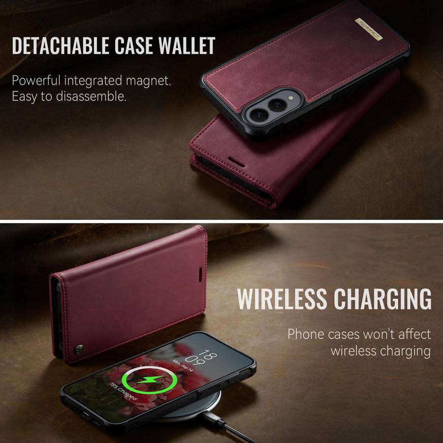 For Samsung Galaxy S25 Edge 5G CaseMe C49 Magnetic RFID Blocking Detachable Wallet Leath ... (Red)