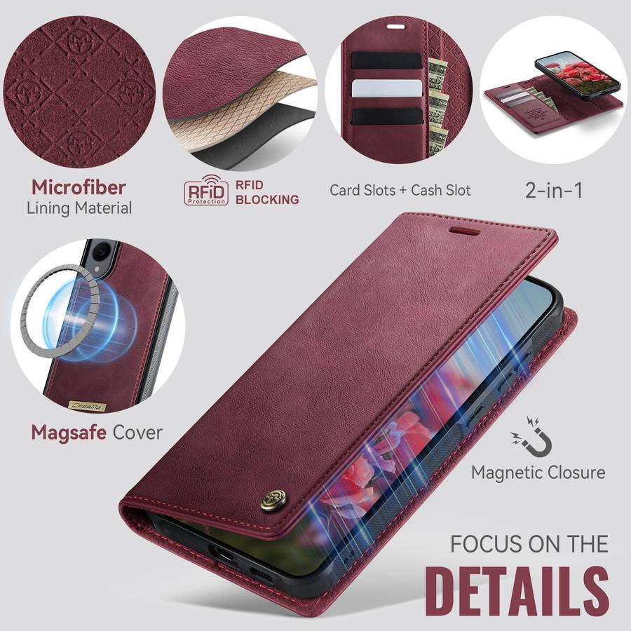 For Samsung Galaxy S25 Edge 5G CaseMe C49 Magnetic RFID Blocking Detachable Wallet Leath ... (Red)